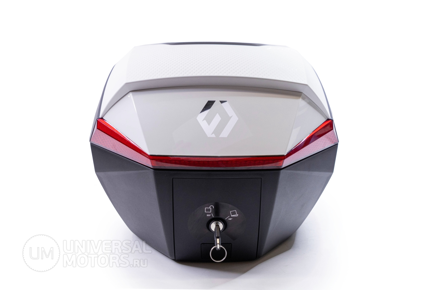 Кофр Furchtlos SHIELD Top Case S LUXE White/Red + Крышка для кофра SHIELD Top Case S, белая