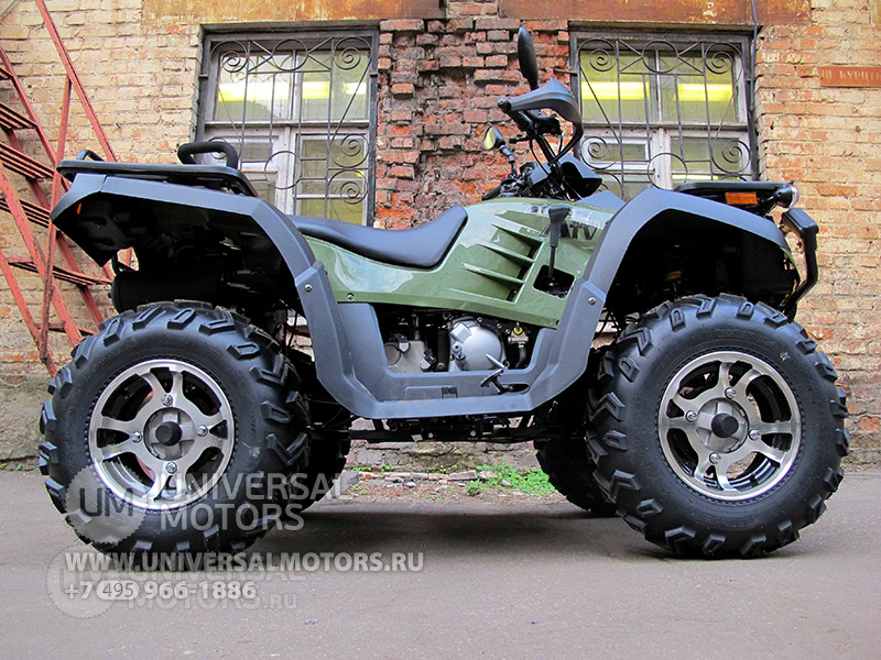 Фото: Квадроцикл Stels ATV 300B, Передняя подвеска описание двухрычажная с пружинно-гидравлическими амортизаторами, ход 160мм