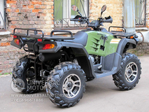 Фото: Квадроцикл Stels ATV 300B, Задняя подвеска описание двухрычажная с пружинно-гидравлическими амортизаторами, ход 180мм