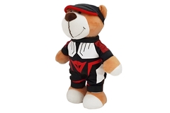 Медведь плюшевый 28 см DAINESE черно-бело-красный костюм